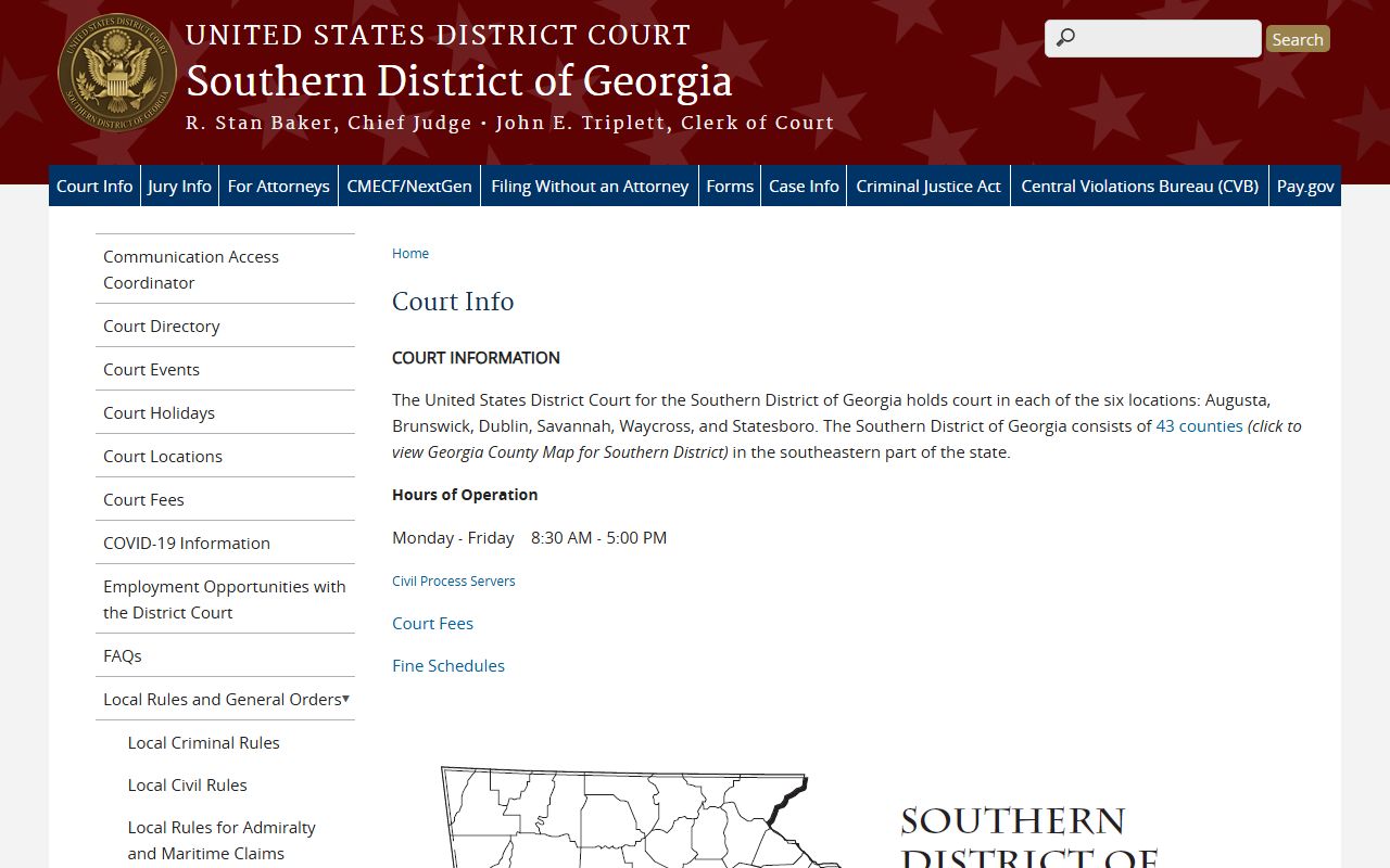 McIntosh County court dockets Southern District of Georgia court information