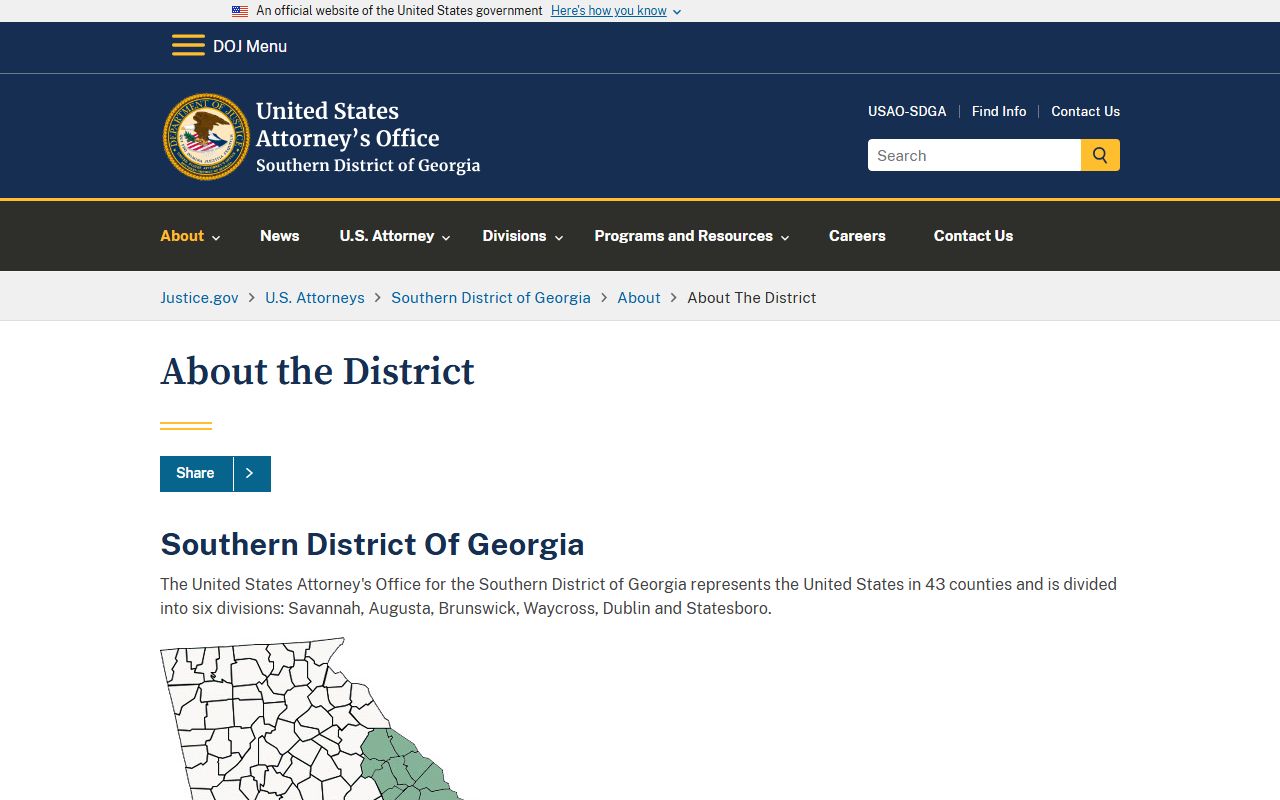McIntosh County court dockets U.S. Attorney Southern District of Georgia district source