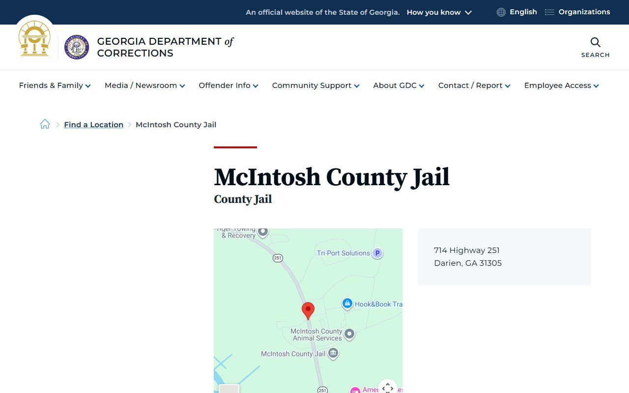 McIntosh County inmate records jail location listing