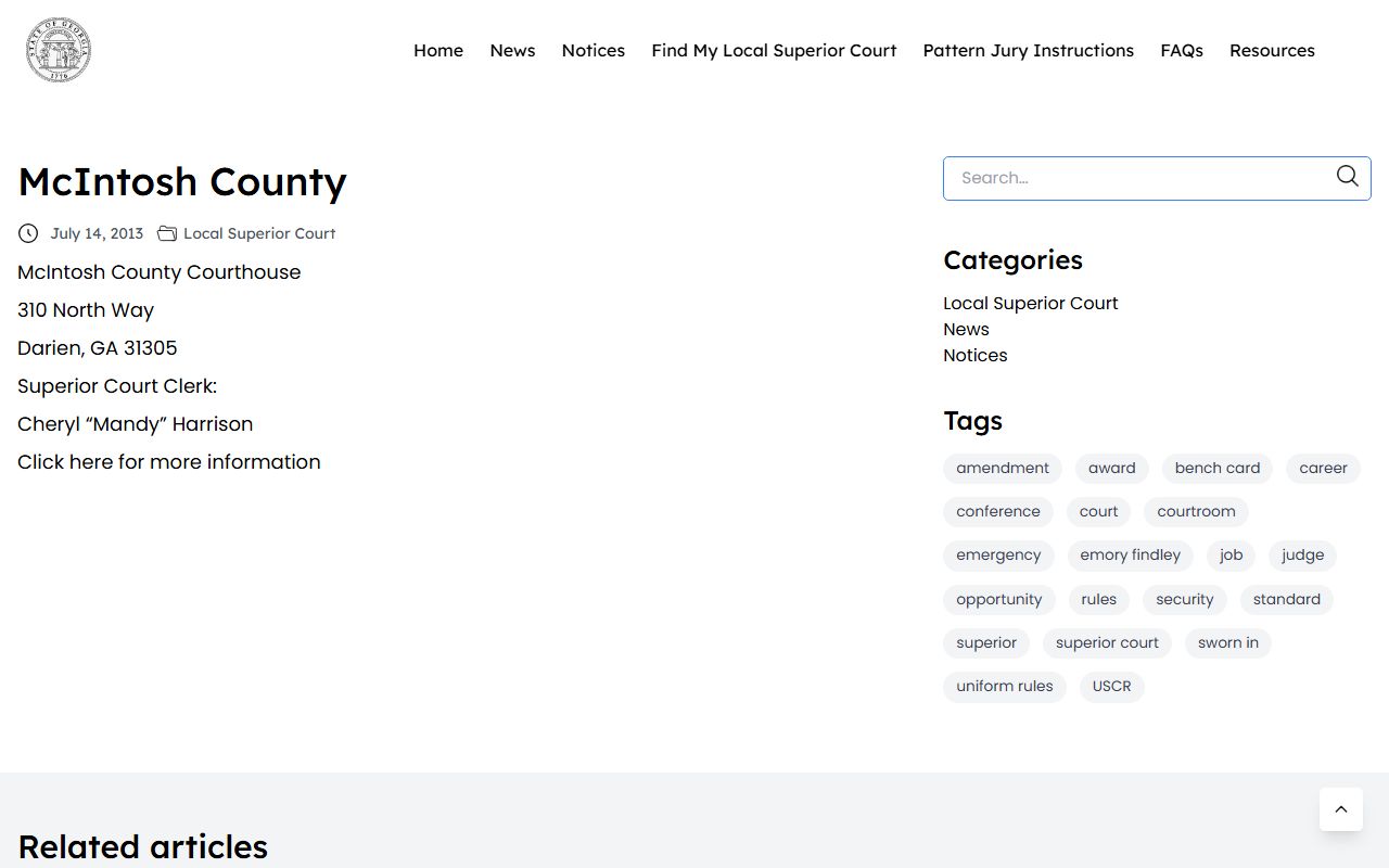 McIntosh County Superior Court records listing