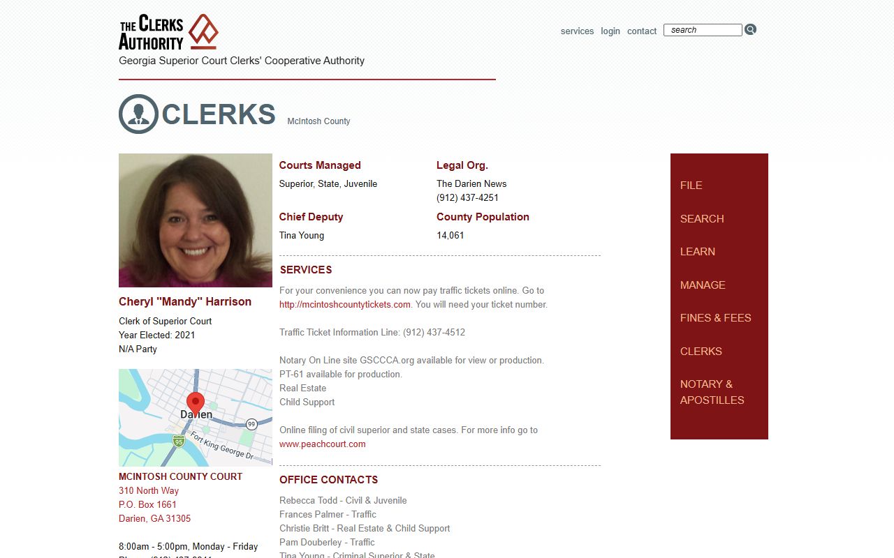 McIntosh County court records GSCCCA clerk profile
