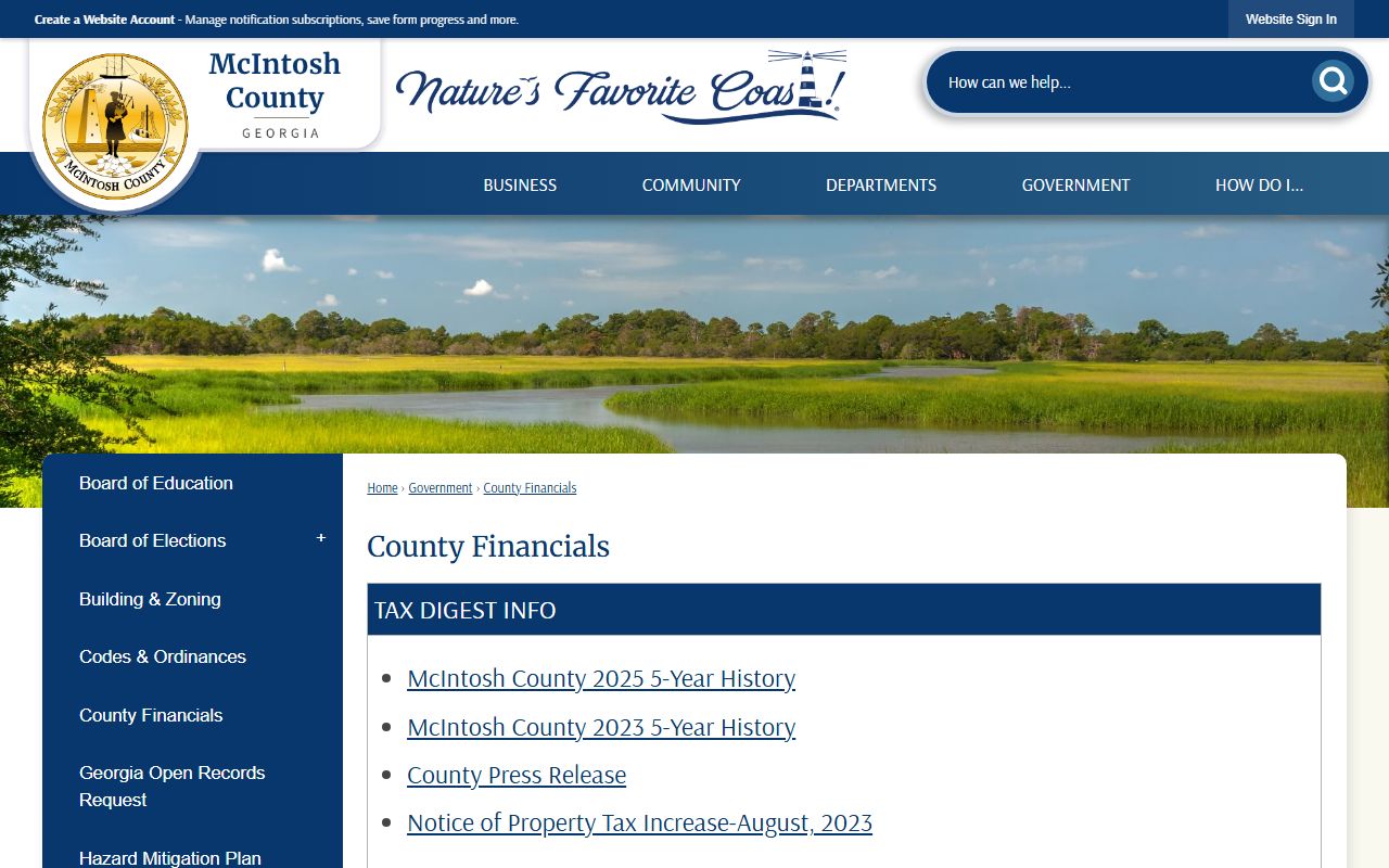 McIntosh County court records financial documents page