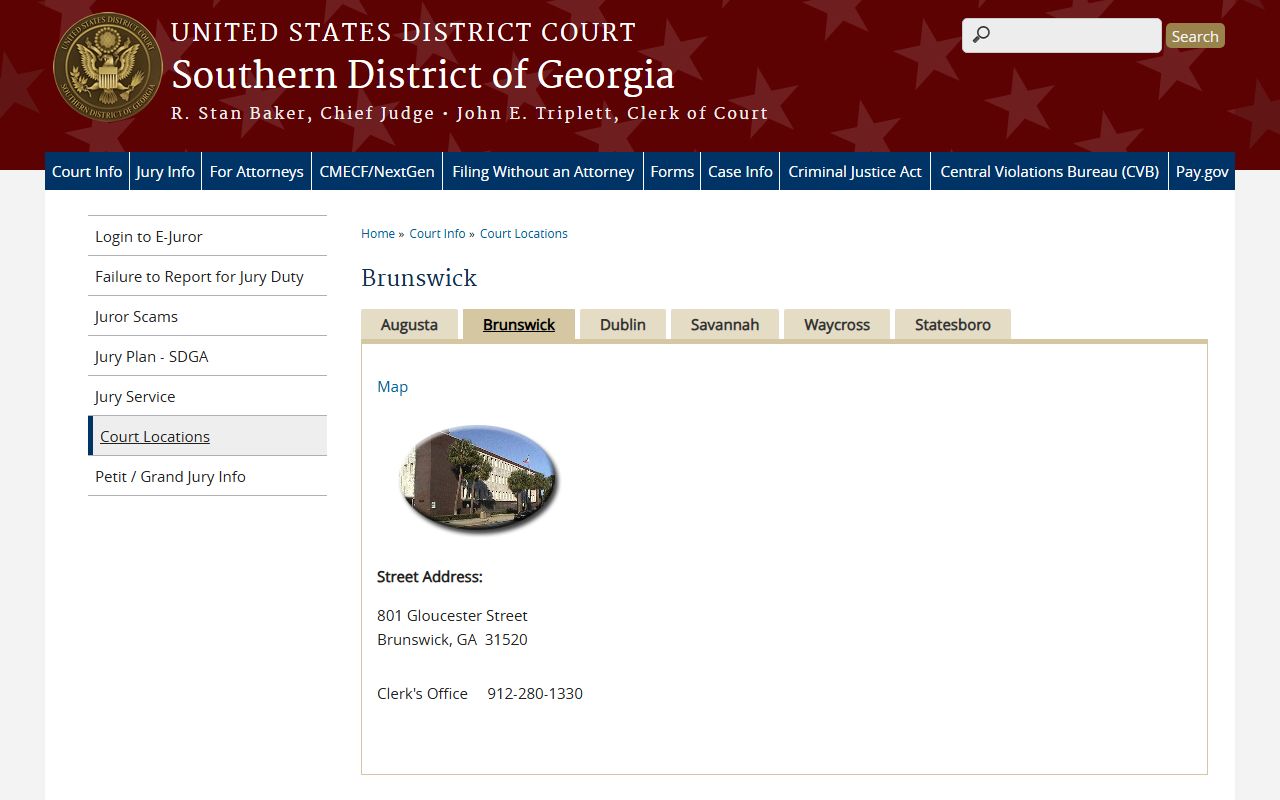 McIntosh County federal court records Brunswick courthouse listing