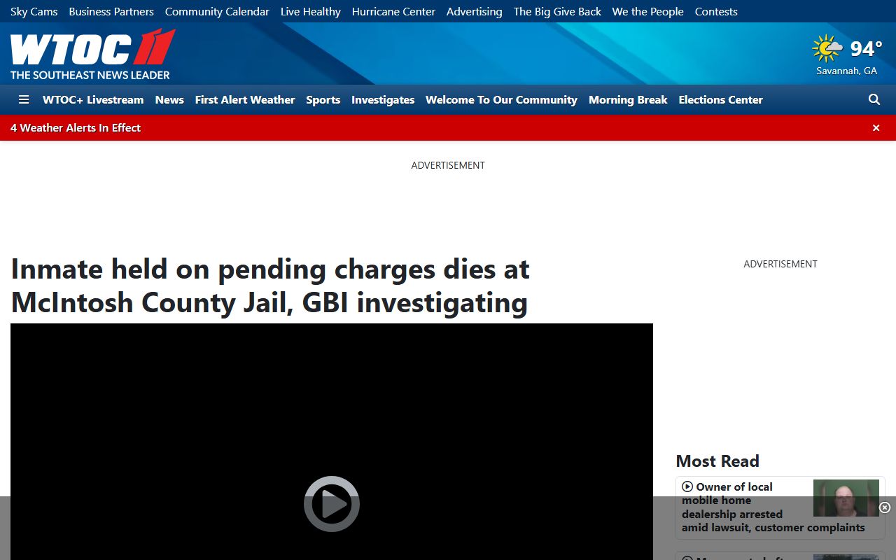 WTOC report on McIntosh County Detention Center inmate death investigation