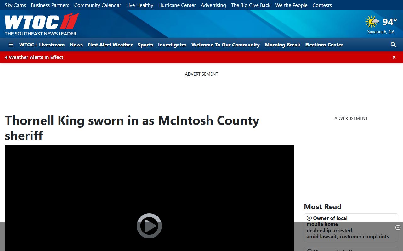 WTOC report on Sheriff Thornell King swearing-in for McIntosh County